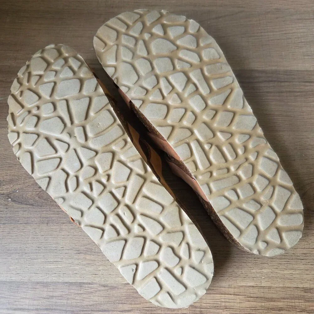 EUC A. GIANNETTI TAN GENUINE LEATHER SANDALS SLIPPERS MADE IN ITALY SIZE 8